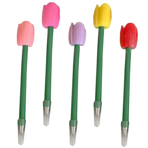 TOGEVAL stylos de signature stylisés signets pour plantes à tulipes - encre gel pratique en plastique