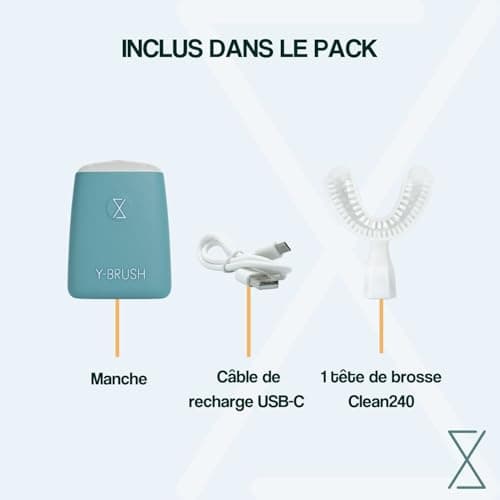 New 2025 Y-Brush Essential - Brosse à Dent Electrique Sonique Automatique - 3 Mois d'Autonomie - 2 Modes de Vibration -