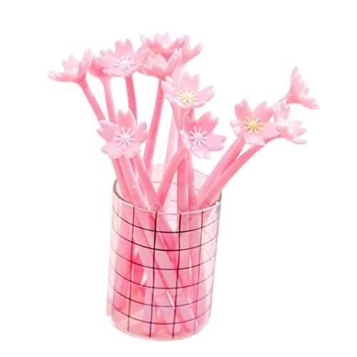 TEHAUX Stylos Gel Rose Créatifs Romantiques Avec Fleurs Fournitures Scolaires Bureau Étudiants
