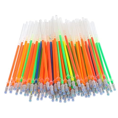 SEWACC 100 Pièces Lot Recharges Stylos Gel Fluorescents Multicolores pour Professionnels et Étudiants - Sans Fuite et Po