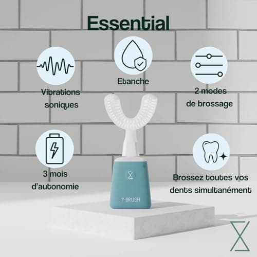 New 2025 Y-Brush Essential - Brosse à Dent Electrique Sonique Automatique - 3 Mois d'Autonomie - 2 Modes de Vibration -