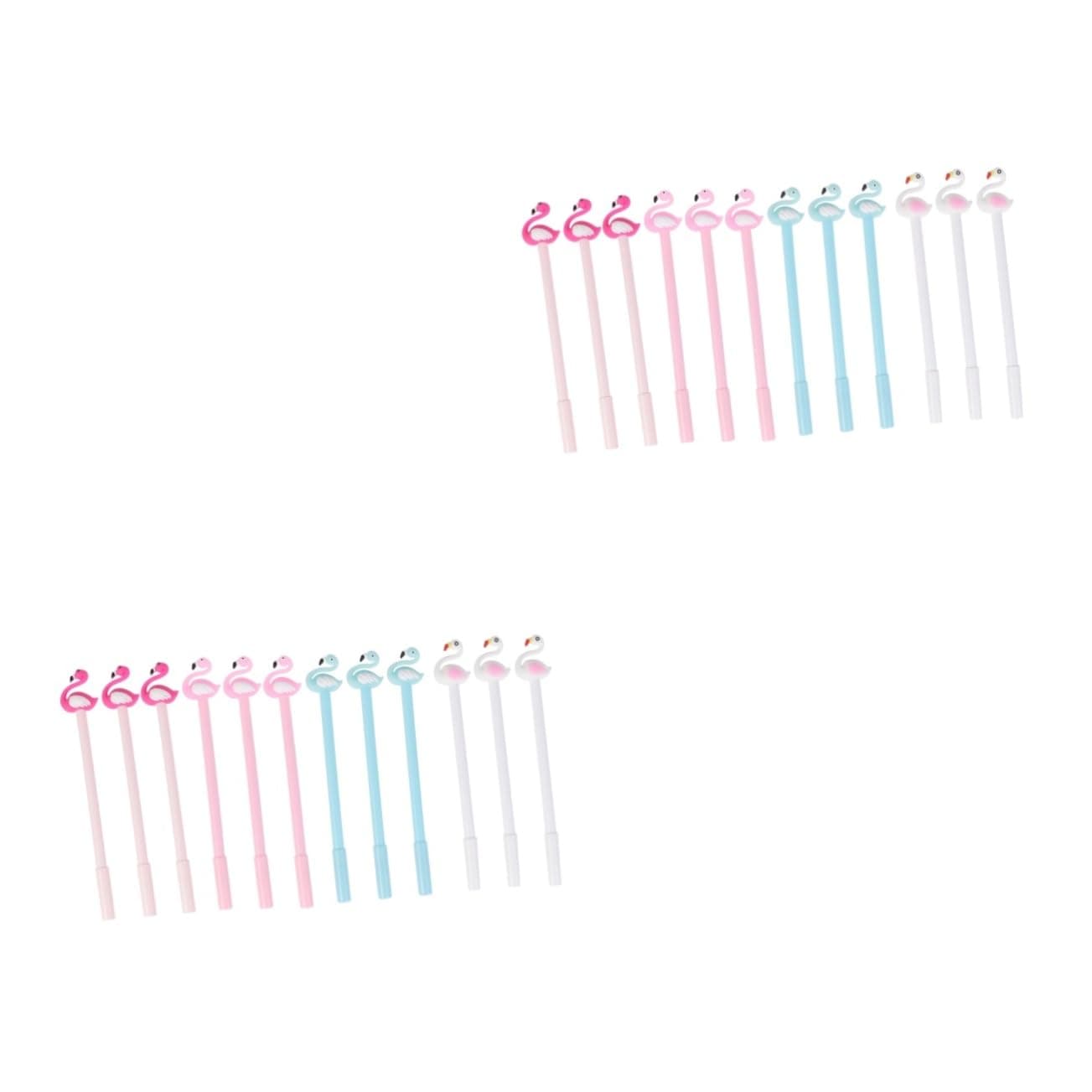 NUOBESTY Stylo à Encre Gel Rose pour Étudiants et Bureau | Design Cartoon Noir-Rose-Bleu | 24pièces | Idéal pour l'école