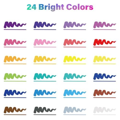 Diboniur 24 Couleurs Feutre Acrylique pour Adulte, Stylo Feutre Aquarelle Double Pointe Fine, Acrylic Marker pour Colori