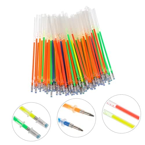 NUOBESTY Stylos Gel Décoratifs Lot de 2 Recharges Colorées pour Étudiants au Bureau et à la Maison - 100 Pièces