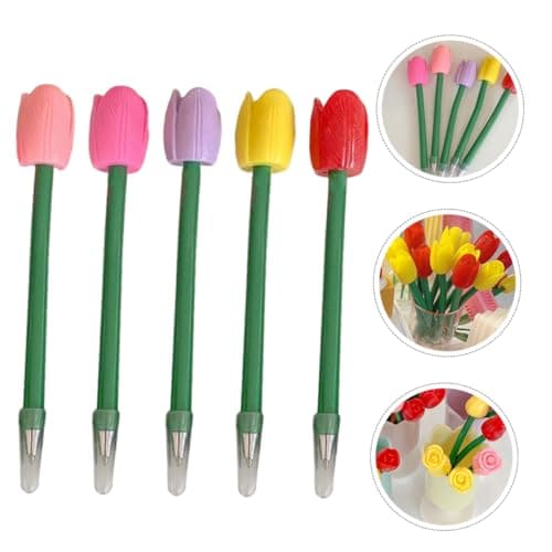 TOGEVAL stylos de signature stylisés signets pour plantes à tulipes - encre gel pratique en plastique