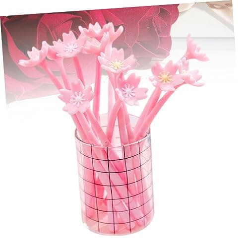 TEHAUX Stylos Gel Rose Créatifs Romantiques Avec Fleurs Fournitures Scolaires Bureau Étudiants