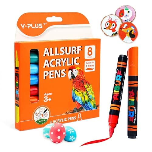 YPLUS Marqueurs Acryliques 8 Couleurs – Couleur pour Peindre et Colorier, Équipement de Dessin pour Enfants, Outils Arti
