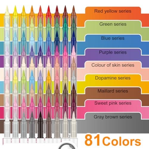 Lyuvie 81 Couleurs Acrylique - Marqueurs Peinture D'eau pour Artisans et Artistes en Pierres, Papier et Tissus - Acrylic