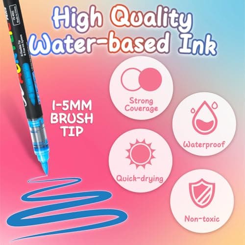 Feutres acryliques Snookids 120 Couleurs - Idéal pour Dessiner sur Papier, Verre et Céramique - Feutres Coloriage Adulte