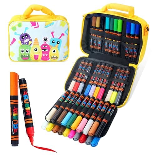 YPLUS Marqueurs Acryliques 8 Couleurs – Couleur pour Peindre et Colorier, Équipement de Dessin pour Enfants, Outils Arti — 40 couleurs avec sac – Jaune