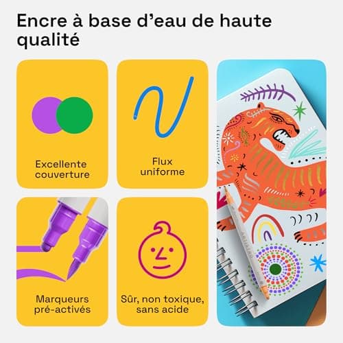 Artistro 24 feutres acryliques double pointe - peinture sur tissu, toile, pierre, verre, bois, papier - idéal pour DIY e