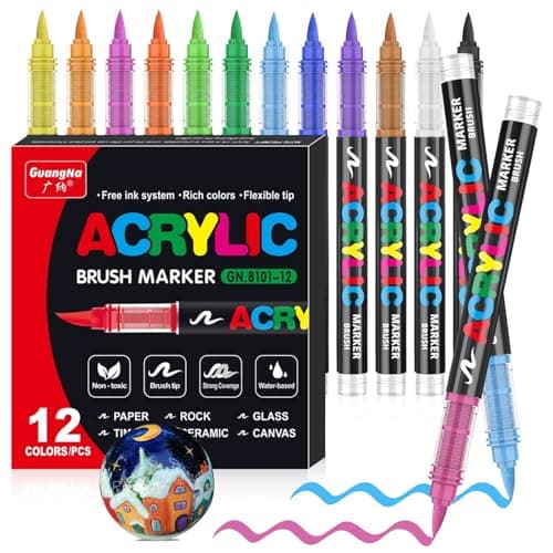 Marque VAKKI Stylos Acryliques Couleurs pour Adultes | Pierre, Calligraphie, Bois | Toile, Verre | 168 Couleurs Fluides — 12