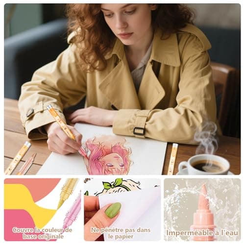ARIEL-GXR 24 Feutres Acrylique pour Portrait d'Enfants et d'Adultes, Marqueurs Acryliques Pointe pour Tons Chair, Verre