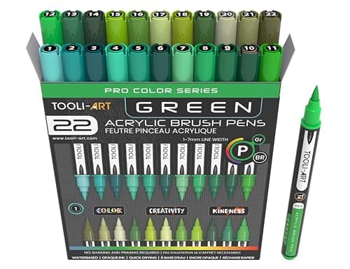 Lot de 36 marqueurs acryliques souple 1-7 mm non toxiques pour lettrage et art — Vert