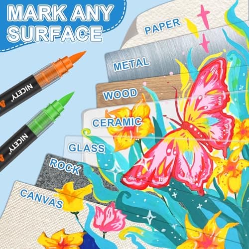 Marqueurs NICETY Acryliques Multi-Supports 72 Couleurs - Pointe Flexible 1-6mm pour Artistes et Débutants