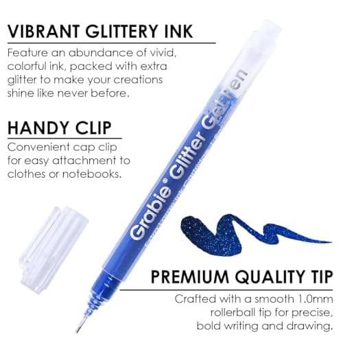 Stylos à encre gel métallique Grabie - Lot de 18 paillettes pour adultes - Coloriage scintillant (18 couleurs)