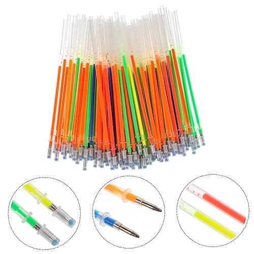 SEWACC 100 Pièces Lot Recharges Stylos Gel Fluorescents Multicolores pour Professionnels et Étudiants - Sans Fuite et Po