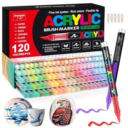 Feutre Acrylique Gelanty 168 Couleurs | Marqueur Liquide Flexible | Peindre sur Rocher et Bois | Idéal pour Artistes Ent — 120 Colors
