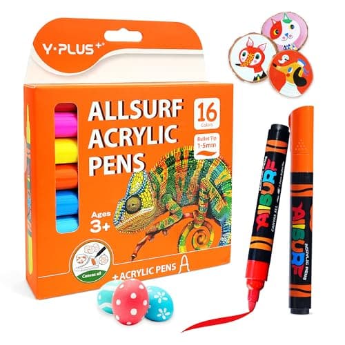 YPLUS Marqueurs Acryliques 8 Couleurs – Couleur pour Peindre et Colorier, Équipement de Dessin pour Enfants, Outils Arti — 16 couleurs