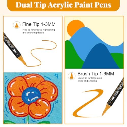 Feutres Acryliques Gelanty 120 Couleurs - Marqueur Encre à Base d'Eau Pour Bois, Toile, Verre et Céramique - Peinture Ac