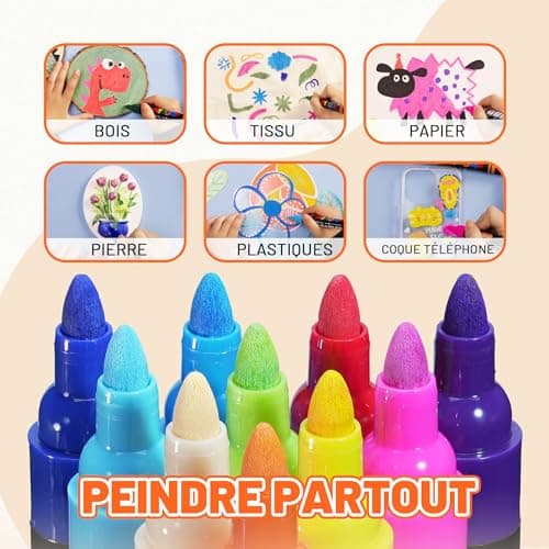 YPLUS Marqueurs Acryliques 8 Couleurs – Couleur pour Peindre et Colorier, Équipement de Dessin pour Enfants, Outils Arti
