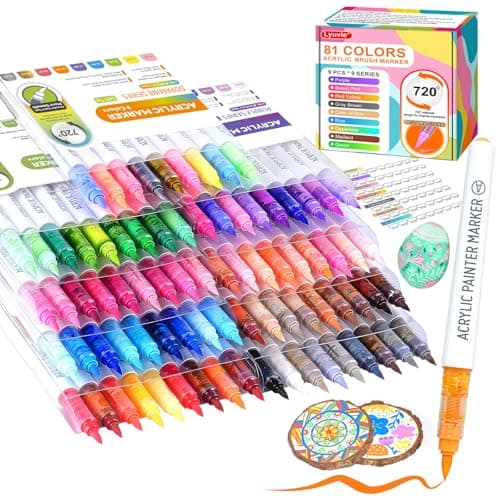 Lyuvie 81 Couleurs Acrylique - Marqueurs Peinture D'eau pour Artisans et Artistes en Pierres, Papier et Tissus - Acrylic