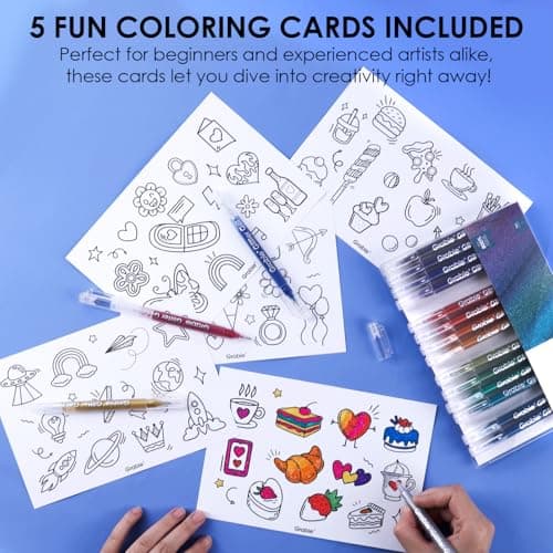 Stylos à encre gel métallique Grabie - Lot de 18 paillettes pour adultes - Coloriage scintillant (18 couleurs)