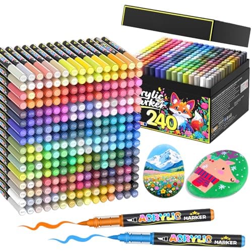 Marqueurs acryliques Lyuvie 240 couleurs pour peindre sur pierre, bois et tissu
