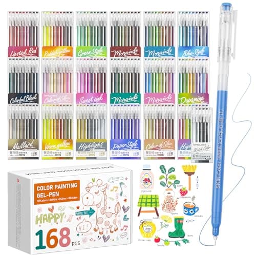 TrendGate - Stylos Gel Set 168 Pièces Pointe Fine 0,5 mm Couleurs 162 - Pour Adultes et Enfants - Coloriage Adultes Écri