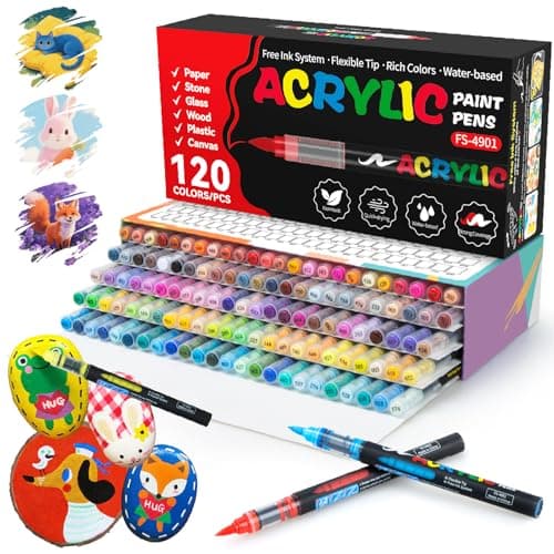 Feutres acryliques Snookids 120 Couleurs - Idéal pour Dessiner sur Papier, Verre et Céramique - Feutres Coloriage Adulte
