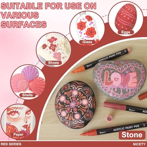 Nicety Acrylique 0,7 mm Marker Verreaux Céramique Bois Toile - Acrylic Water-Based Paint Marker Fine Point - 30pcs (Roug