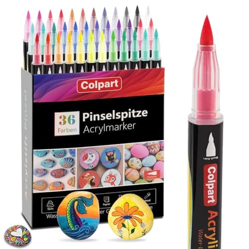 Marqueurs acryliques Colpart pour lettrage - marqueur peinture acrylique Colpart pour fabrication de cartes, peinture su — Brush-36couleurs
