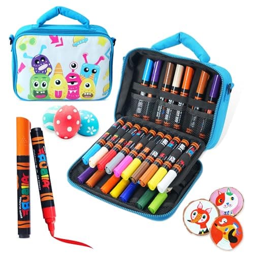 YPLUS Marqueurs Acryliques 8 Couleurs – Couleur pour Peindre et Colorier, Équipement de Dessin pour Enfants, Outils Arti — 24 couleurs avec sac – Bleu