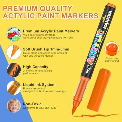 Marqueurs acryliques Lyuvie 240 couleurs pour peindre sur pierre, bois et tissu