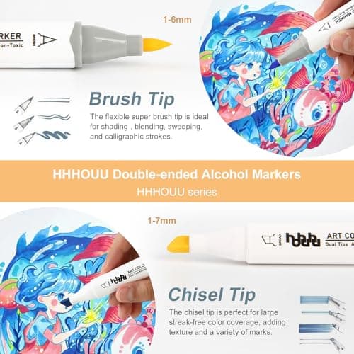 Marqueurs Colorés HHhouu HO-MK88 pour Adultes et Étudiants, Calligraphie et Animation, Etui Inclus