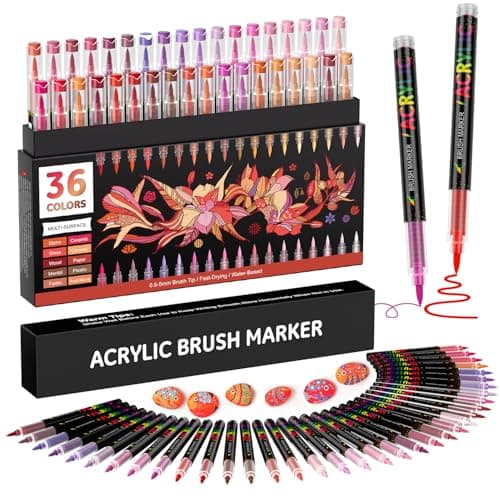 TrendGate Acrylique Brun Feutre 36 Couleurs Marqueur Multisurface Verre Papier Bois Céramique Metallique Textile Oeuf — Rouge