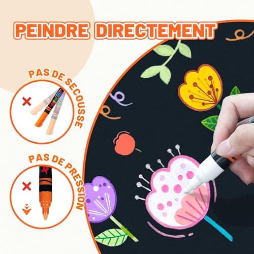 YPLUS Marqueurs Acryliques 8 Couleurs – Couleur pour Peindre et Colorier, Équipement de Dessin pour Enfants, Outils Arti