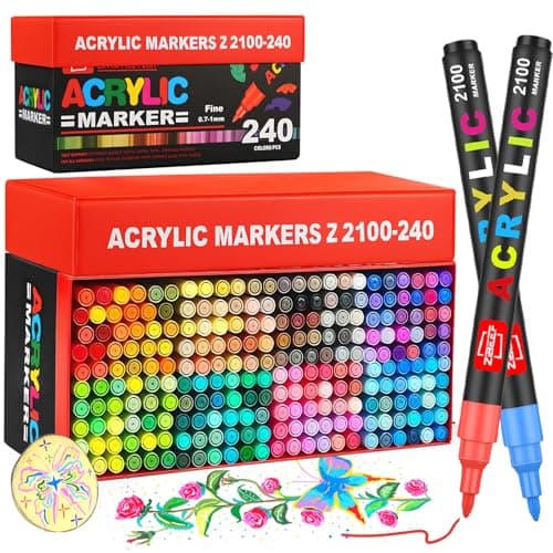 Laconile 240 Couleurs Feutres Peinture Acrylique - Idéal pour Artistes Amateurs et Professionnels - Marqueur Peinture Mu