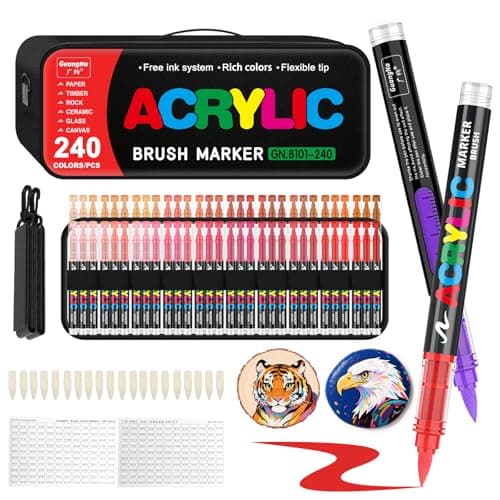Feutre Acrylique Gelanty 168 Couleurs | Marqueur Liquide Flexible | Peindre sur Rocher et Bois | Idéal pour Artistes Ent — 240 Colors-Bag