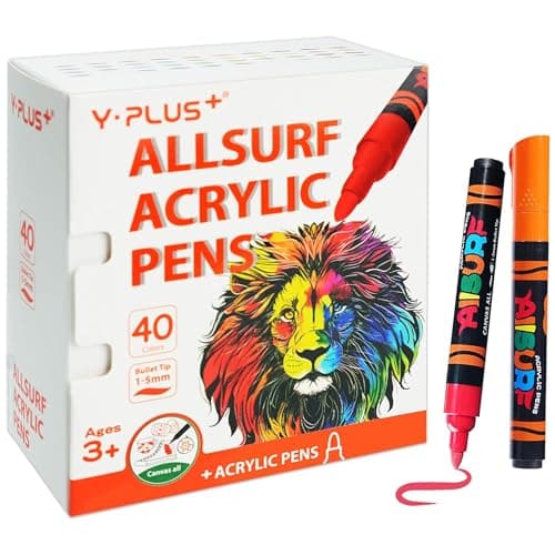 YPLUS Marqueurs Acryliques 8 Couleurs – Couleur pour Peindre et Colorier, Équipement de Dessin pour Enfants, Outils Arti — 40 couleurs