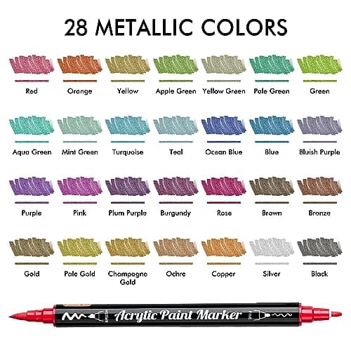 Marqueur acrylique métallique Shuttle Art 28 feutres pour calligraphie et bricolage Global Recycled Standard