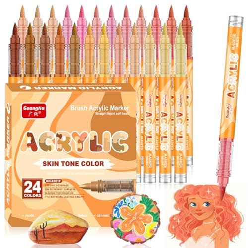 ARIEL-GXR 24 Feutres Acrylique pour Portrait d'Enfants et d'Adultes, Marqueurs Acryliques Pointe pour Tons Chair, Verre