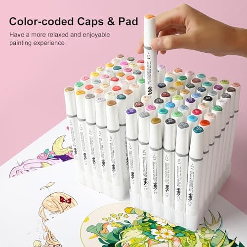 Marqueurs Colorés HHhouu HO-MK88 pour Adultes et Étudiants, Calligraphie et Animation, Etui Inclus