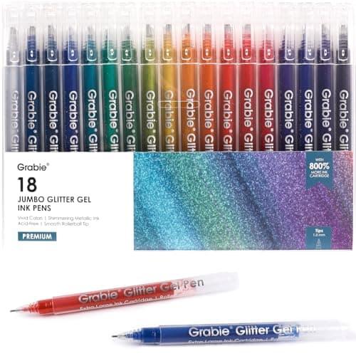 Stylos à encre gel métallique Grabie - Lot de 18 paillettes pour adultes - Coloriage scintillant (18 couleurs)