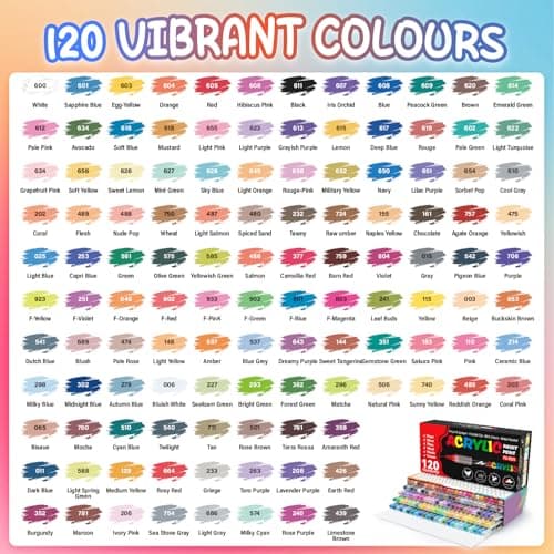 Feutres acryliques Snookids 120 Couleurs - Idéal pour Dessiner sur Papier, Verre et Céramique - Feutres Coloriage Adulte