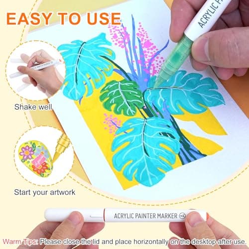 Lyuvie 81 Couleurs Acrylique - Marqueurs Peinture D'eau pour Artisans et Artistes en Pierres, Papier et Tissus - Acrylic