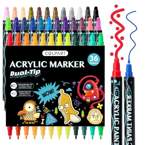 Marqueurs acryliques Colpart pour lettrage - marqueur peinture acrylique Colpart pour fabrication de cartes, peinture su — 36colors