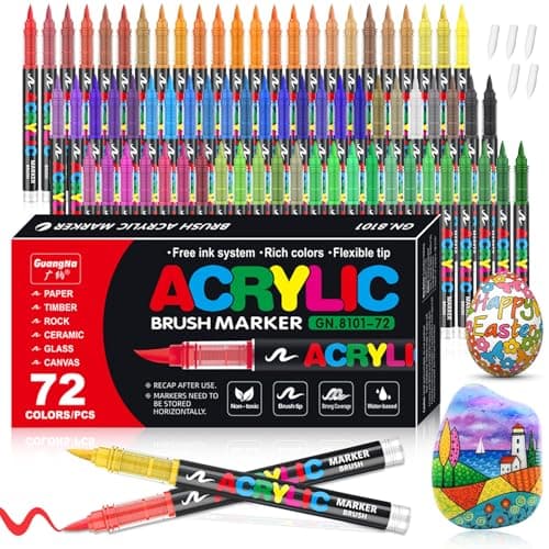 Marque VAKKI Stylos Acryliques Couleurs pour Adultes | Pierre, Calligraphie, Bois | Toile, Verre | 168 Couleurs Fluides — 72