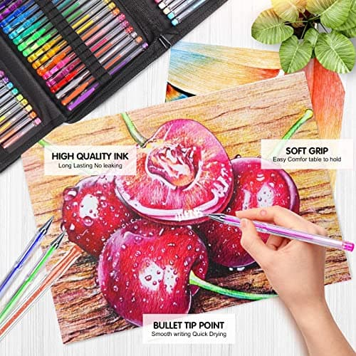 Vozuna Lot de 145 Stylos Gel de Pailletés 72 Couleurs Uniques avec Recharges pour Enfants et Adultes - Artisanat et Scra
