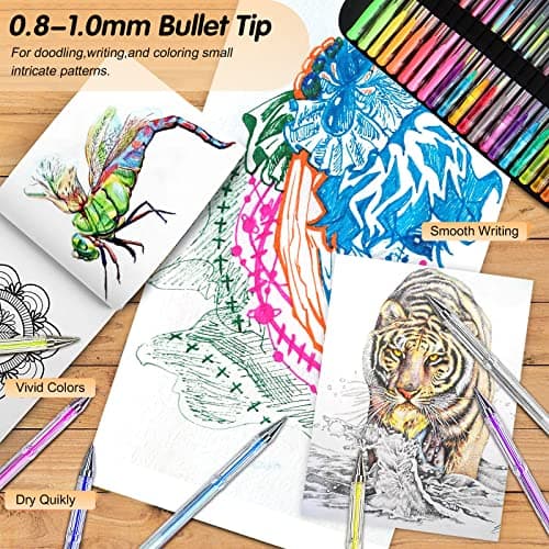 Vozuna Lot de 145 Stylos Gel de Pailletés 72 Couleurs Uniques avec Recharges pour Enfants et Adultes - Artisanat et Scra